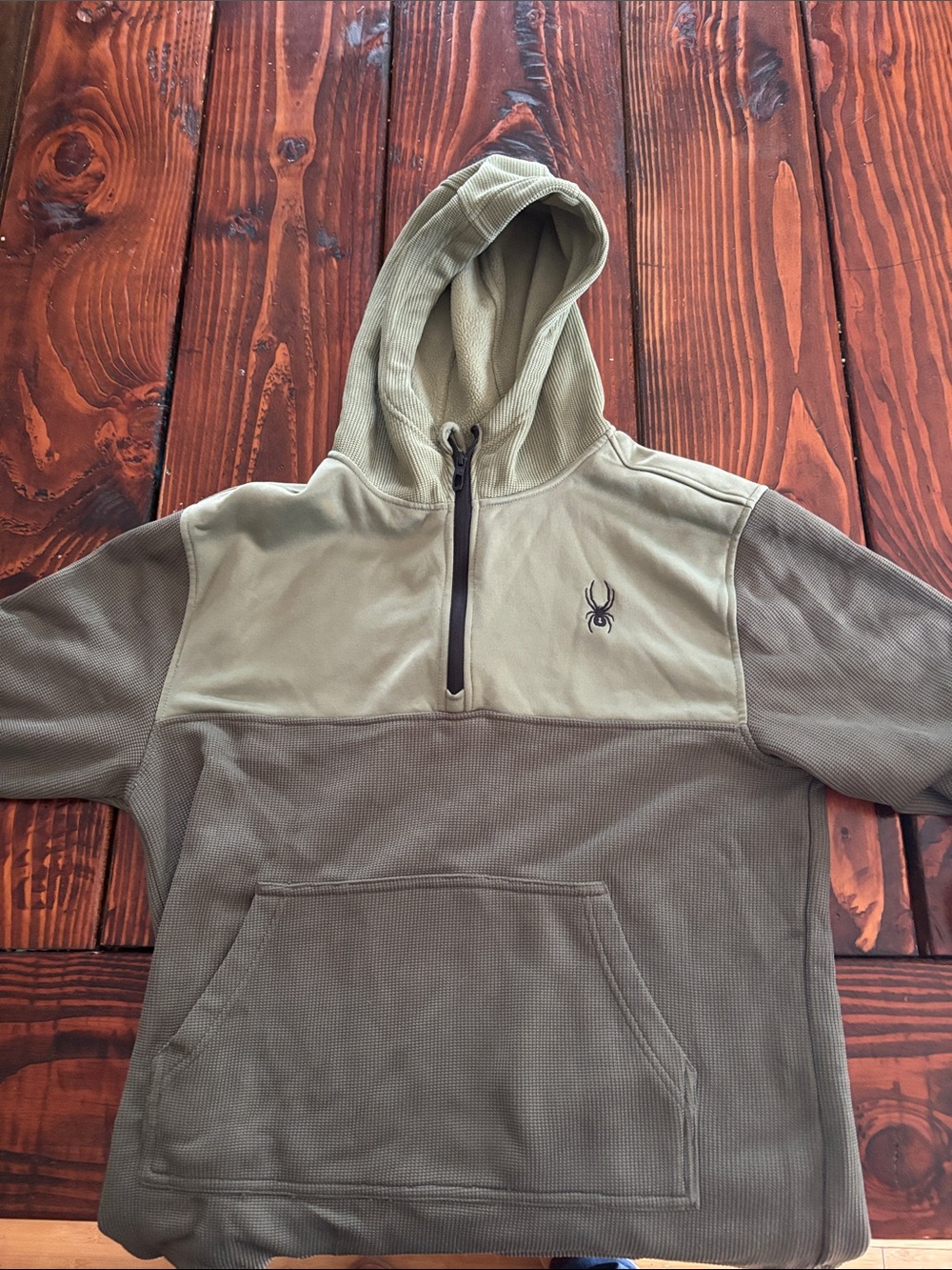 Spyder Men's Two-Tone Olive Half-Zip Hoodie